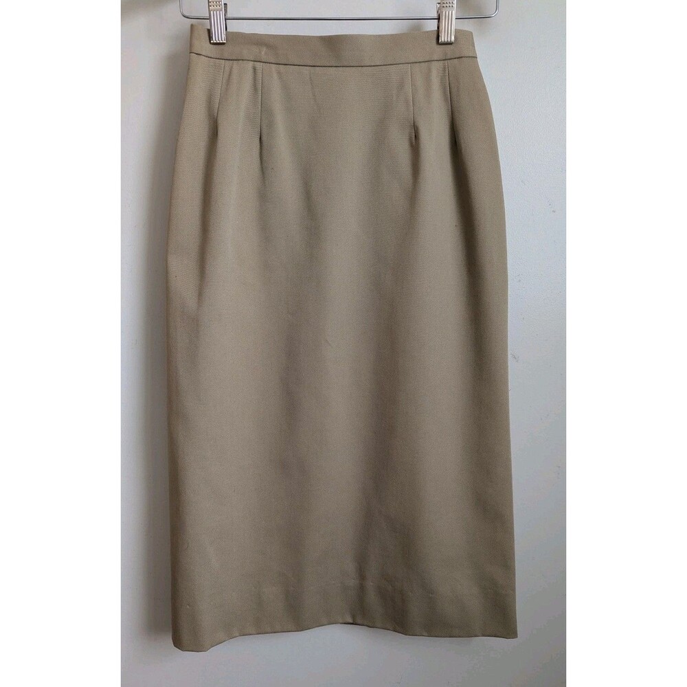 Vtg Barry Bricken Lined Straight Skirt Tan Beige Classic Preppy Old Money 80s XS
